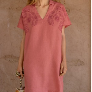 Vestido Mini Casual Europeo y Americano OEM, de Moda, en Algodón y Lino, con Volantes Bordados y Tejido Decorativo - Product Image 2