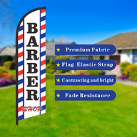 Lot de 2 drapeaux à plumes d'extérieur pour la publicité des salons de coiffure, 100% polyester, imprimés sur un seul côté, bannières promotionnelles personnalisées, sans mât