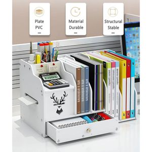 Office Organizer Desktop <b>File</b> Rack 3 Layers With Drawer And Folder Holder For Home Office <b>Storage</b> - Product Image 3