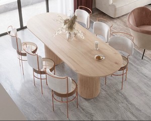 न्यूनतम आधुनिक डिजाइन 8-सीटर वर्ग समायोज्य ठोस लकड़ी डाइनिंग टेबल सेट होटल गोदाम के लिए होम वर्कशॉप - Product Image 1