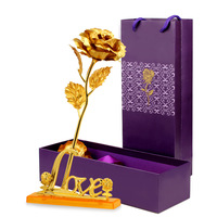 Bunga hias mawar Galaxy mawar emas 24K, bunga & tanaman untuk hadiah Hari Valentine