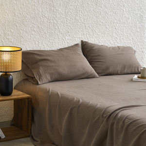 600TC 100% coton couleur unie doux <span class=keywords><strong>drap</strong></span> de <span class=keywords><strong>lit</strong></span> 1Pc fil froissé tissu lin comme Texture peau amical <span class=keywords><strong>drap</strong></span> de <span class=keywords><strong>lit</strong></span> - Product Image 4