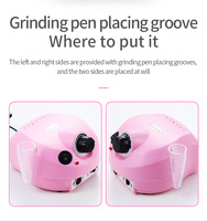 Machine à percer les ongles électrique professionnelle 30000 tr/min Portable Pro Plastique 6 têtes Multi-usages Acrylique Gel Manucure Pédicure Salon