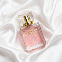 Bouteille de parfum vide en verre de cristal de 50ml avec pompe à sertir pulvérisateur logo personnalisé emballage cosmétique carré taille portable avec boîte