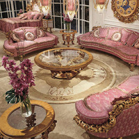 Ensemble de canapé sectionnel rose à accent français, fauteuil doré royal, style italien turc, canapé nuage, meubles pour salon