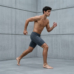 Shorts de sport toutes saisons pour hommes, séchage rapide, tissu d'épaisseur moyenne, taille élastique, fermeture à cordon, poches confortables, course à pied, gym - Product Image 2