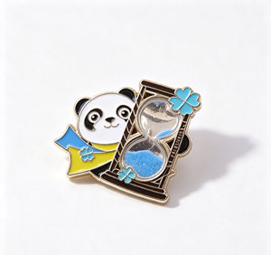 Custom Panda Hourglass Enamel <b>Pin</b> Soft Enamel Metal <b>Badge</b> Gold Plated Irregular Shape Souvenir Gift - Product Image 2