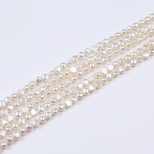 Perle d'eau douce naturelle blanche baroque double face 7-8 mm avec trou latéral pour collier et bracelet DIY – Vente en gros - Product Image 2