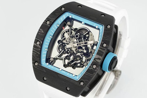 Montre mécanique automatique de haute qualité avec design creux, couleur noire et bleue assortie, tourbillon, cristal saphir, fibre de carbone - Product Image 5