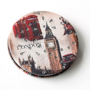 Gương trang điểm bằng da PU, đính đá, in hình theo yêu cầu, quà lưu niệm London, Anh Quốc, bán sỉ - Product Image 6