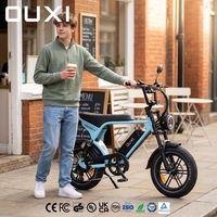 OUXI Vélo Électrique Urbain Mini Fat Bike V8 avec Cadre en Fibre de Carbone 36V 15AH, Moteur Arrière 250W, Écran LCD, Norme UE