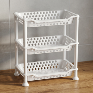 Multi-layer Household Bathroom Shelf Plastic Bathroom Storage Floor Kitchen Storage Rack High Quality - Product Image 3