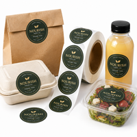 Autocollants d'étanchéité alimentaire biodégradables personnalisés, étiquettes adhésives refermables imprimées avec logo, respectueuses de l'environnement, pour l'emballage des plats à emporter