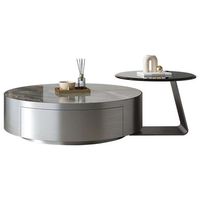 Ensemble de table basse ronde en verre trempé en acier inoxydable ardoise italienne pour la maison
