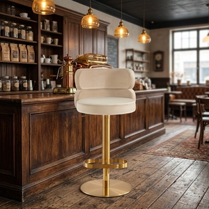 <span class=keywords><strong>Sgabello</strong></span> da Bar di Lusso Scandinavo Moderno in Acciaio Inox Dorato, Girevole e Regolabile in <span class=keywords><strong>Altezza</strong></span>, Rotazione a 360°, Rivestimento in Velluto per Sala da Pranzo e Palestra - Product Image 6