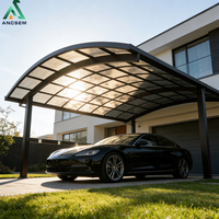 Abri de voiture en aluminium à toit superposé ANCSEM moderne pour deux voitures, auvent multifonctionnel pour patio