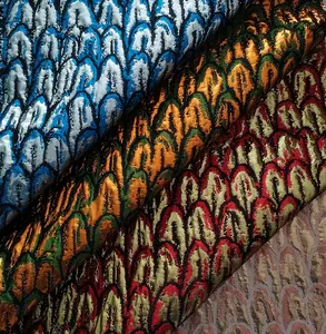 142gsm Metallic shiny yarn dyed jacquard brocade fabric manufacturing