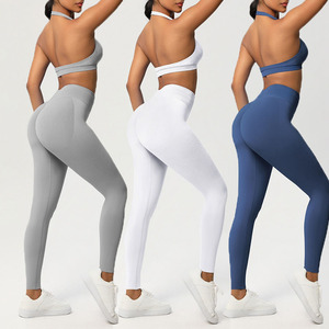 G TOP Femmes Active Seamless Wear 28 Couleurs Haute Qualité Halter Bra <span class=keywords><strong>Fitness</strong></span> Sets Yoga Wear - Product Image 1