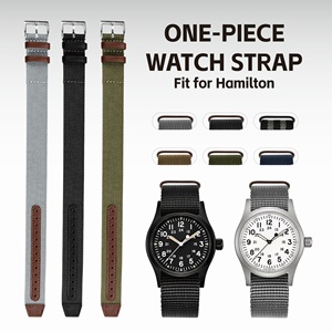 Bracelet de montre Jettda Premium en nylon rayé avec breloques, en tissu Natos, une seule pièce, côtelé, avec boucle déployante, logo personnalisé, compatible avec Hamilton - Product Image 6