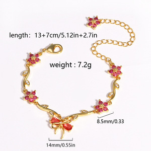 Bracelet en alliage électroplaqué <span class=keywords><strong>Phil</strong></span> Delicate Flower Bow, best-seller - Doux, raffiné, créatif, polyvalent, ambiance haut de gamme, cadeau pour femmes - Product Image 6