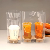 Sac à boisson portable personnalisé de 1/2 tasses en plastique transparent PE à emporter pour le transport du café et du thé Boba