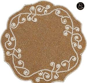 Handmade Multicolor Beaded Placemat <b>Round</b> <b>Table</b> <b>Mat</b> for Dining <b>Table</b> Festive Decor Colorful Beadwork Home <b>Table</b> Styling - Product Image 3