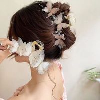 Pinces à Cheveux Papillon en Tissu Haut de Gamme Qianjin avec Strass Style Fée, Grandes Barrettes Douces pour Filles, Vente en Gros