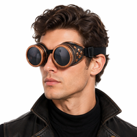 Lunettes de soleil steampunk pour Halloween, cosplay et soirées costumées, style lunettes de soudeur industrielles rondes, gothiques