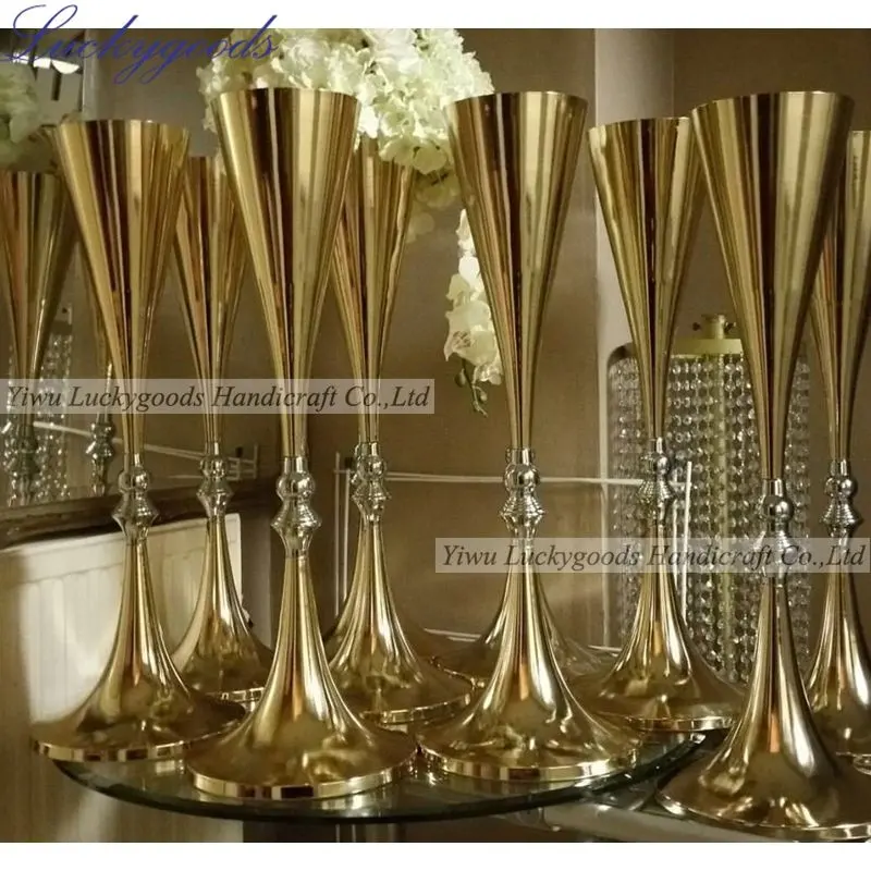 LDJ293 Luckygoods Hot Selling Tall Gold Metal Vase Flower Stand for Wedding Table Centerpiece Decoration