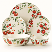 Ensemble de vaisselle en mélamine pour le camping en plein air, sans BPA, léger, écologique, motif végétal moderne, assiettes, bols, ustensiles pour la maison