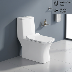 โถสุขภัณฑ์เซรามิกสีขาวแบบชิ้นเดียว ระบบ Washdown แบบ S-Trap พร้อมบิเดต์ - Product Image 4