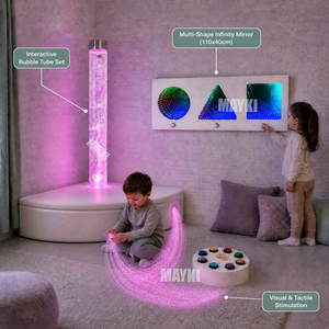 Panel Sensorik Interaktif Lampu LED Pencahayaan Suasana Hati Cermin Tak Terbatas Bentuk Geometris Terowongan Tak Terbatas Peralatan Sensorik untuk Terapi Visual - Product Image 1