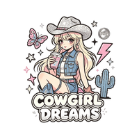 Cowgirl Vibes Western DTF-Transfers Druckfertig Großhandel Kundenspezifische Wärmeübertragungsdrucke Schneller Versand für T-Shirts und Kleider