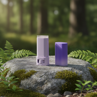 Contenant vide rechargeable en PP pour parfum solide, déodorant, rouge à lèvres, crème pour le visage, lotion, baume, violet mat, carré, avec bouchon à vis, couleur personnalisable
