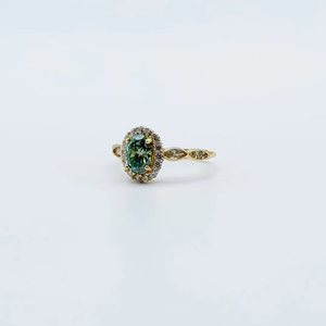 Bague halo ovale en or 14 carats pour femme avec diamants et accents de diamants, diamants remplis couleur D, luxe, mariage, fiançailles - Product Image 1