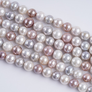 Chaîne de perles d'eau douce naturelles en gros, 11-13 mm, perles d'Edison blanches avec huile brillante, accessoires de vêtements DIY, collier - Product Image 2