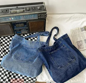 OEM/ODM Large Capacity Women Denim Handbags Messenger Canvas Bag Girl Fashionable Cowboy Art Shopping Shoulder Blues Totes Bags