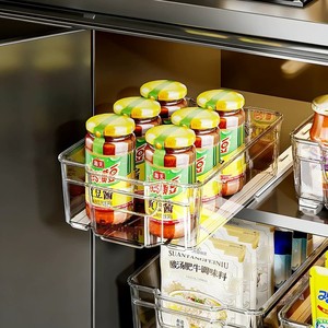 Kitchen Organizer Box Rectangle Plastic <b>Storage</b> Container With Compartments <b>Stackable</b> For Condiment Snack Food Cabinet <b>Drawer</b> - Product Image 2