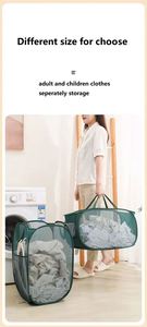 Portable Folding <b>Laundry</b> Hamper with Handle Mesh Washing <b>Basket</b> Convenient & Easy to Carry - Product Image 2