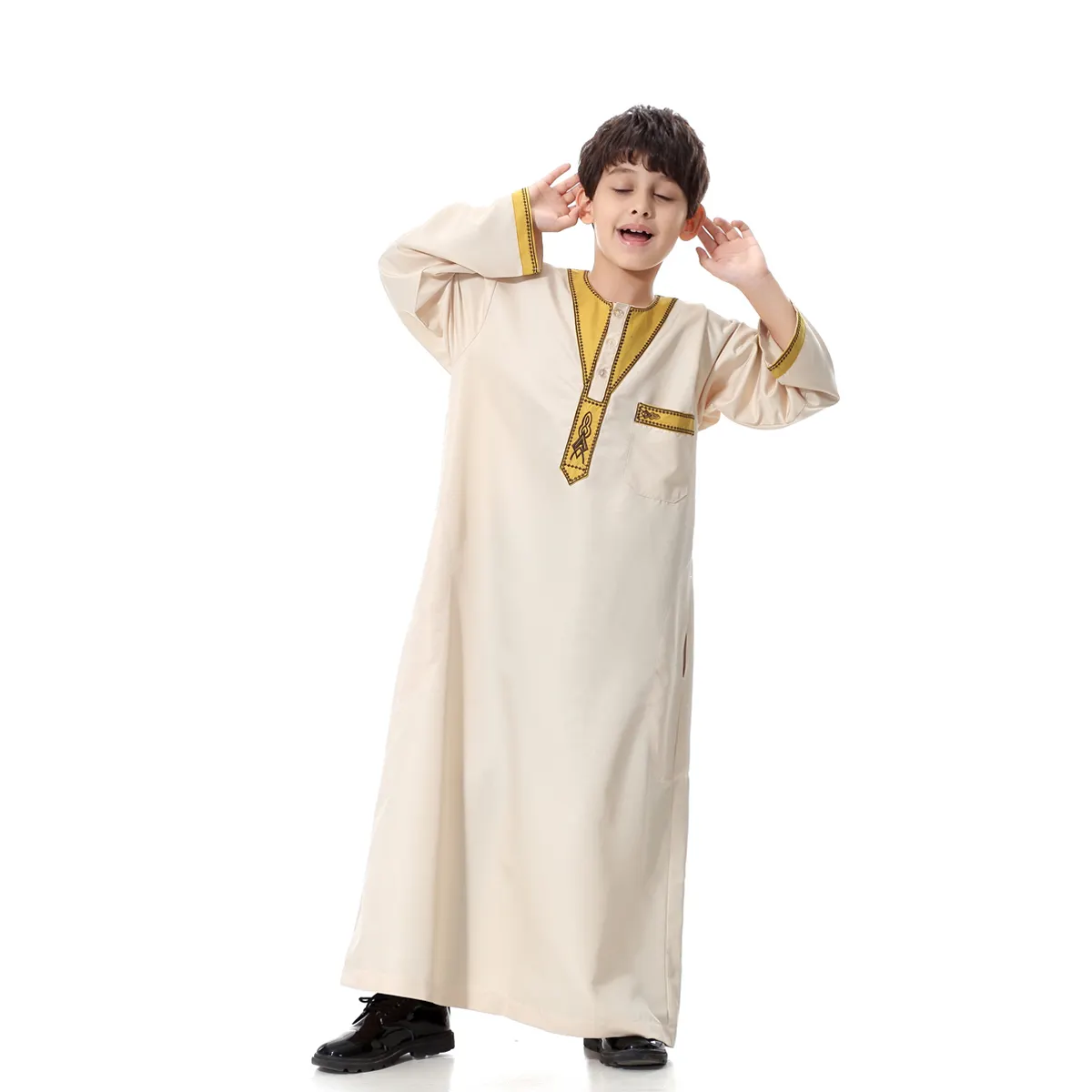 Kinderen Moslim Kleding Islamitische Abaya Dubai Kaftan Moslim Jubba Thobe Eid Mubarak Gebed Peuter Jongens Kleding