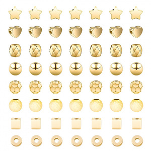 Gold 8-Piece Spacer <b>Bead</b> <b>Set</b> Mixed Shapes Zinc Alloy Plated For Bracelet Making DIY Jewelry Accessories - Product Image 5