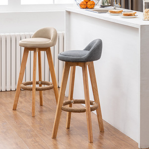 Silla de Bar Estilo Nórdico, Taburete Alto de Madera Maciza para el Hogar, Silla de Bar Moderna y Minimalista, Taburete Giratorio - Product Image 4