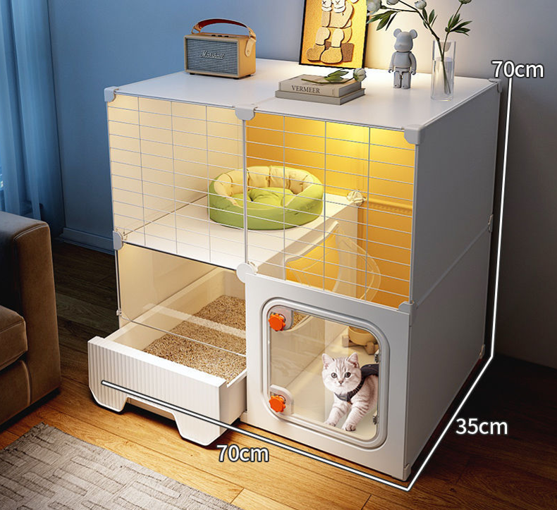 70*35*70(cm) Installation de base + panier pour chat + gamelle d'eau et de nourriture