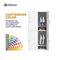 Armoire métallique à quatre portes, casier à vêtements en acier, rangement de chambre, penderie avec tringle de suspension pour dortoir scolaire