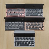 K049 Keyboard Nirkabel Ergonomis Tiga Lipat untuk Ponsel & Tablet, Bahan Aluminium Alloy, Kompatibel dengan IOS/Android/