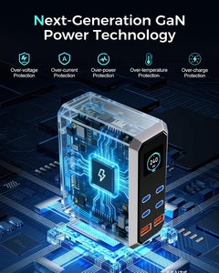 Station de charge USB GaN³ 240W, <span class=keywords><strong>chargeur</strong></span> rapide <span class=keywords><strong>6</strong></span> ports (4 USB-C + 2 USB-A) avec affichage numérique, concentrateur de charge de bureau PD 140W/65W - Product Image 5