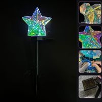 Lampe solaire à piquet en forme d'étoile, lumière LED solaire irisée pour jardin, lampe à piquet pour éclairage extérieur de patio et de cour