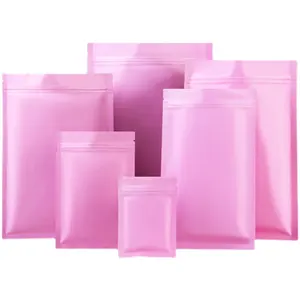 Alüminyum folyo kilitli gıda paket küçük koku geçirmez PE plastik torba mat Finish pembe ile suşi ve evcil hayvan gıda için - Product Image 1