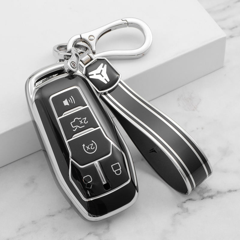 Couvercle 5 boutons Type-A + porte-clés TPU-Noir