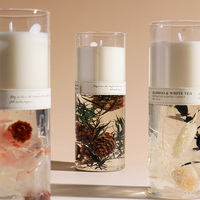 Luxus benutzer definierte handgemachte Doppels chicht Gelee Gel Wachs Duft kerze getrocknete Blume Kork deckel Luxus getrocknete Blumen glas für Thanksgiving